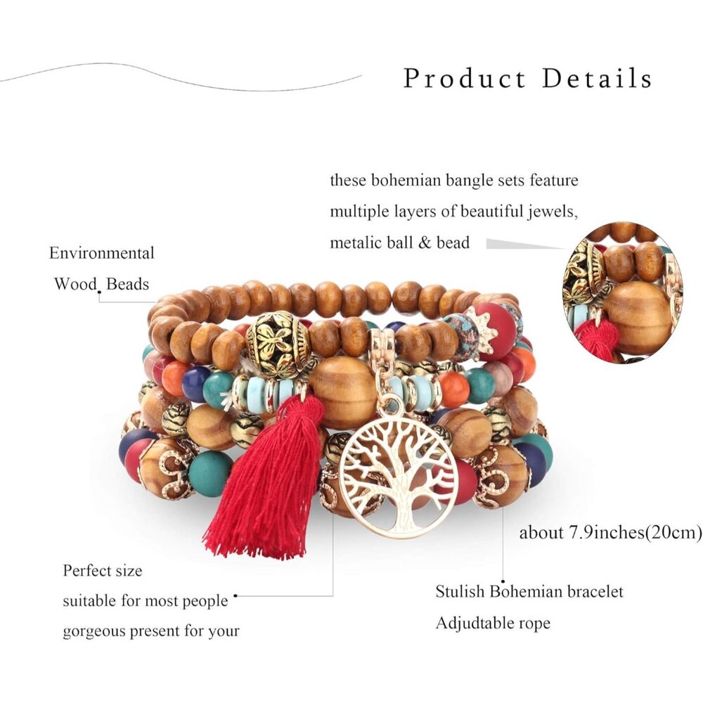 8 Sets Bohemian Stackable Bead Bracelets For Wome… - image 3